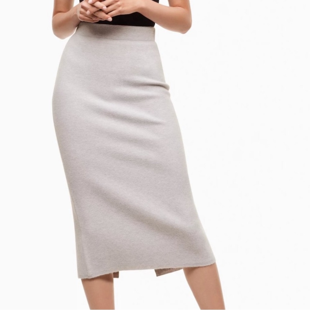 Babaton wool blend midi skirt in light gray